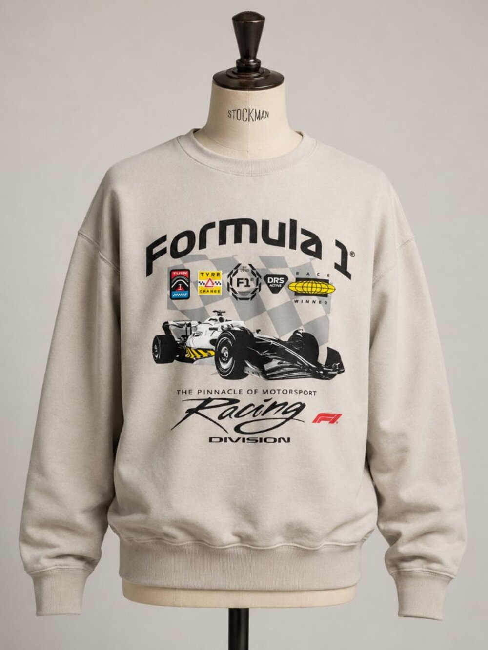Men's Formula 1 Racing Crewneck Pullover Sweatshirt - Gray - Sizes SM to XXL - Picture 2 of 5